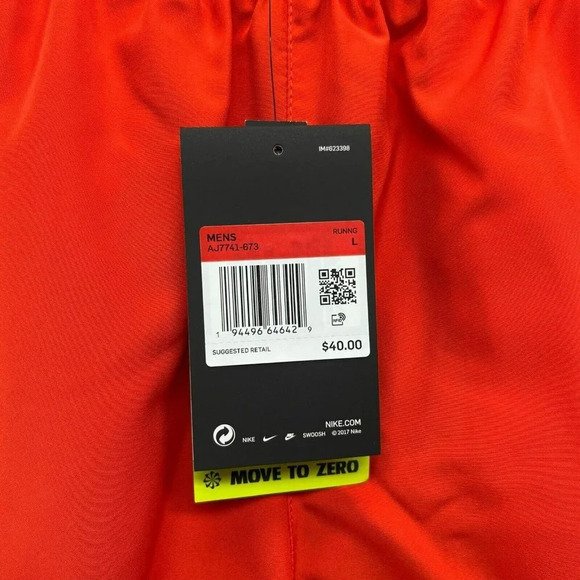 Nike Activewear Shorts Men's Sz L Red Elastic Waist Back Pocket Pull-On Logo NEW - Picture 6 of 9